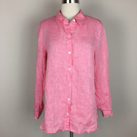 J Jill Love Linen Pink Button Down Small - Picture 1 of 6